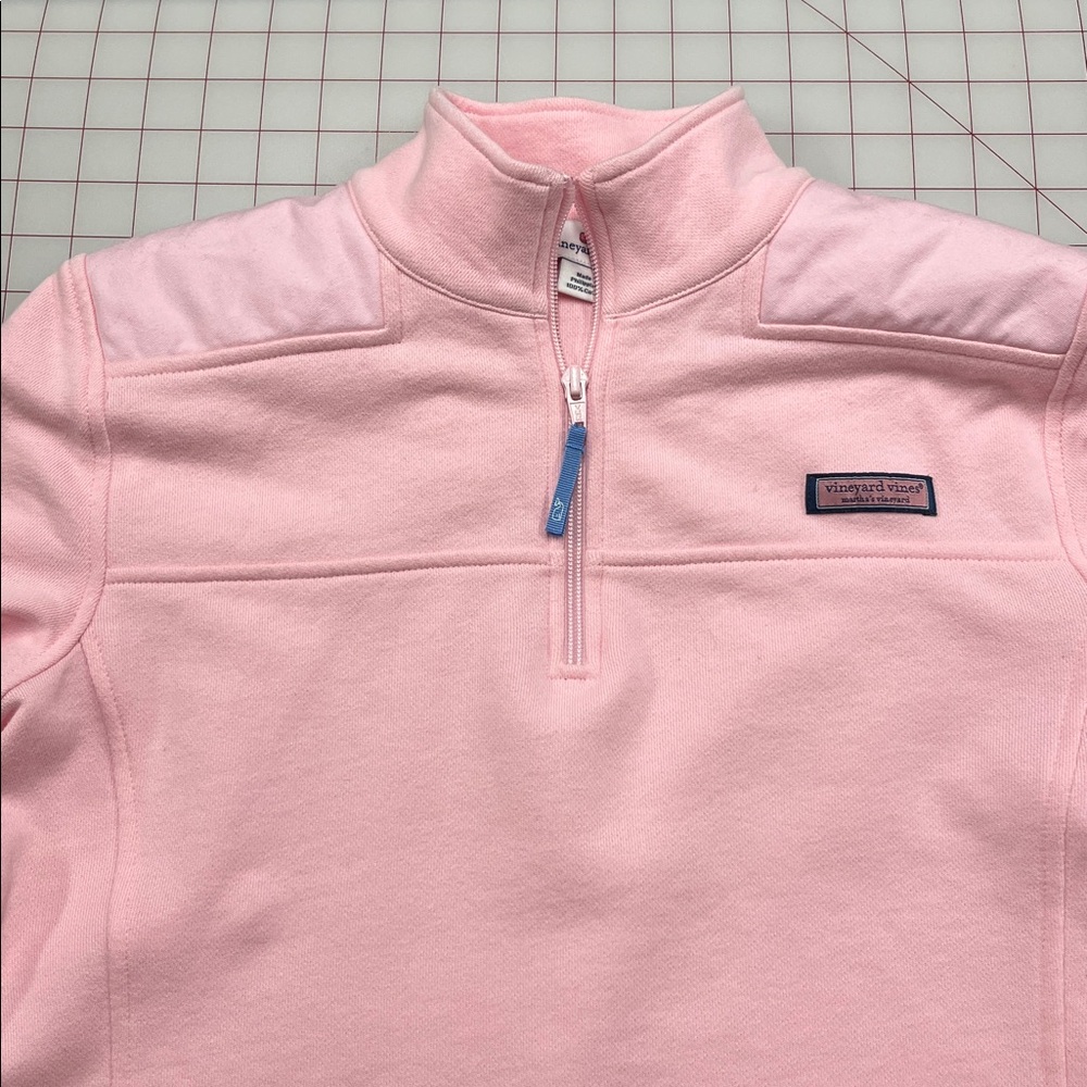 Vineyard Vines Casual Preppy Pink Quarter Zip Cotton Pop Up Collar Sweatshirt M - Picture 9 of 16